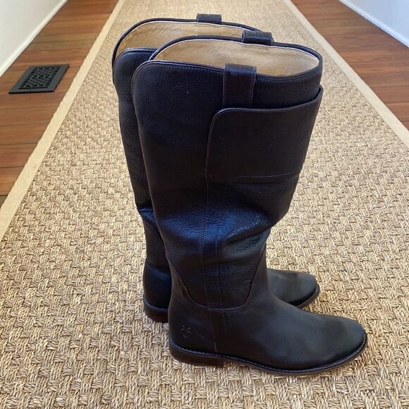 Beautiful Dark Brown Leather Pull On Riding Boots By Frye - Picture 5 of 10